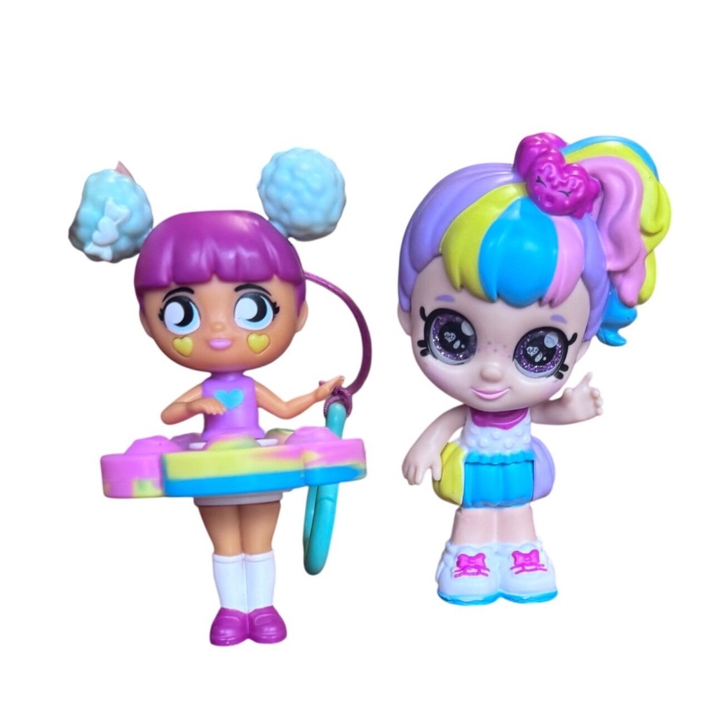 Moose Toys Kindi Kids Mini Doll Lot Pop-it Fidget Bag Tag Keychain Rainbow 2pc